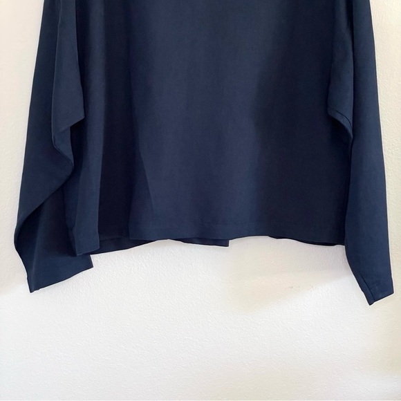 Eileen Fisher Linen Blend Button Front Shirt Topper Jacket Navy Medium - Picture 6 of 11